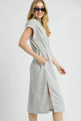 Umgee Side Slit Short Sleeve Midi Tee Dress OutfitFlow