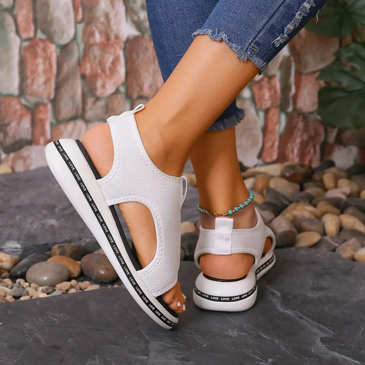 Mesh Open Toe Platform Sandals OutfitFlow