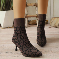 Mesh Point Toe Stiletto Boots OutfitFlow