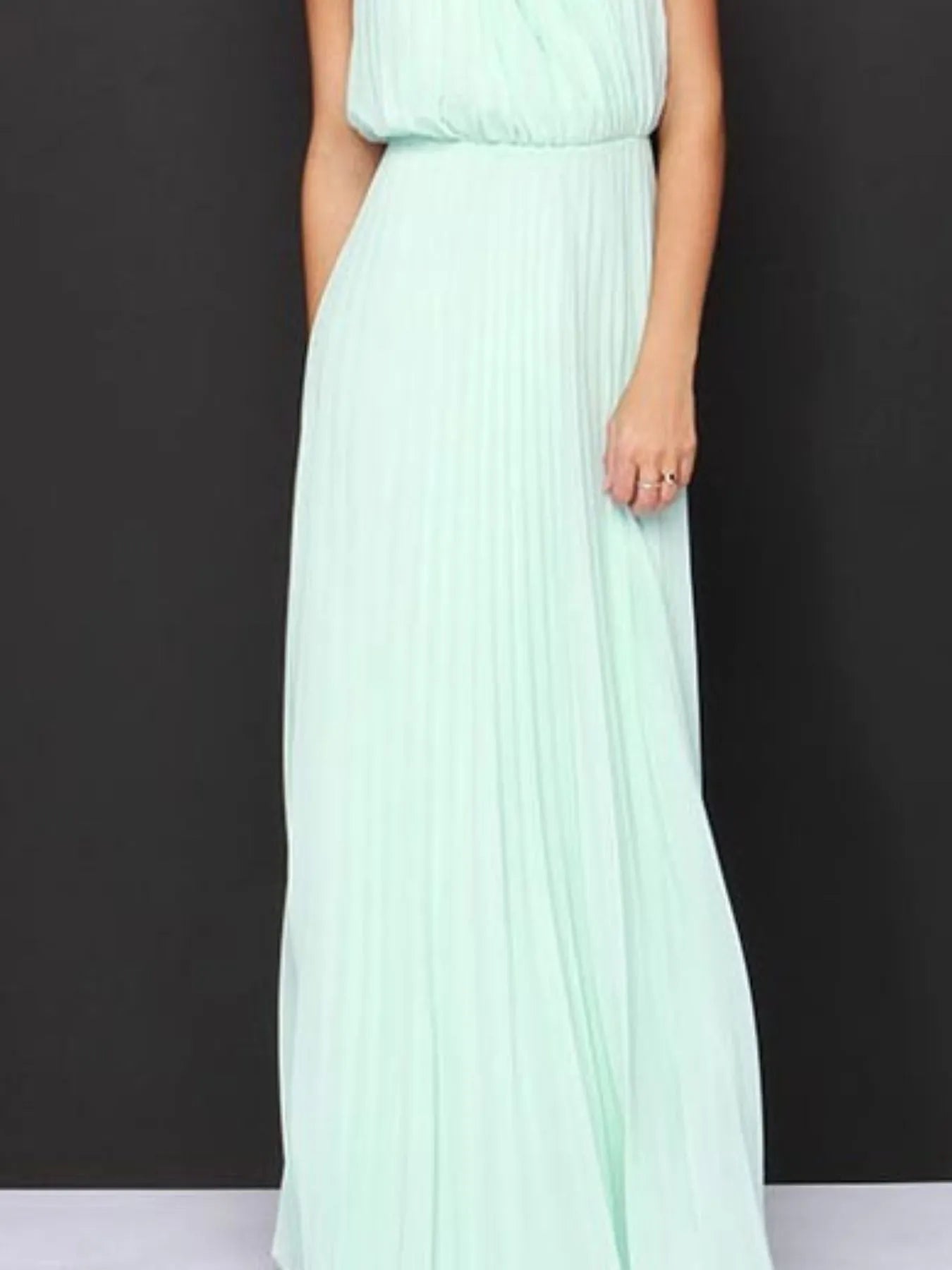 Pleated Sleeveless Maxi Tank Dress OutfitFlow
