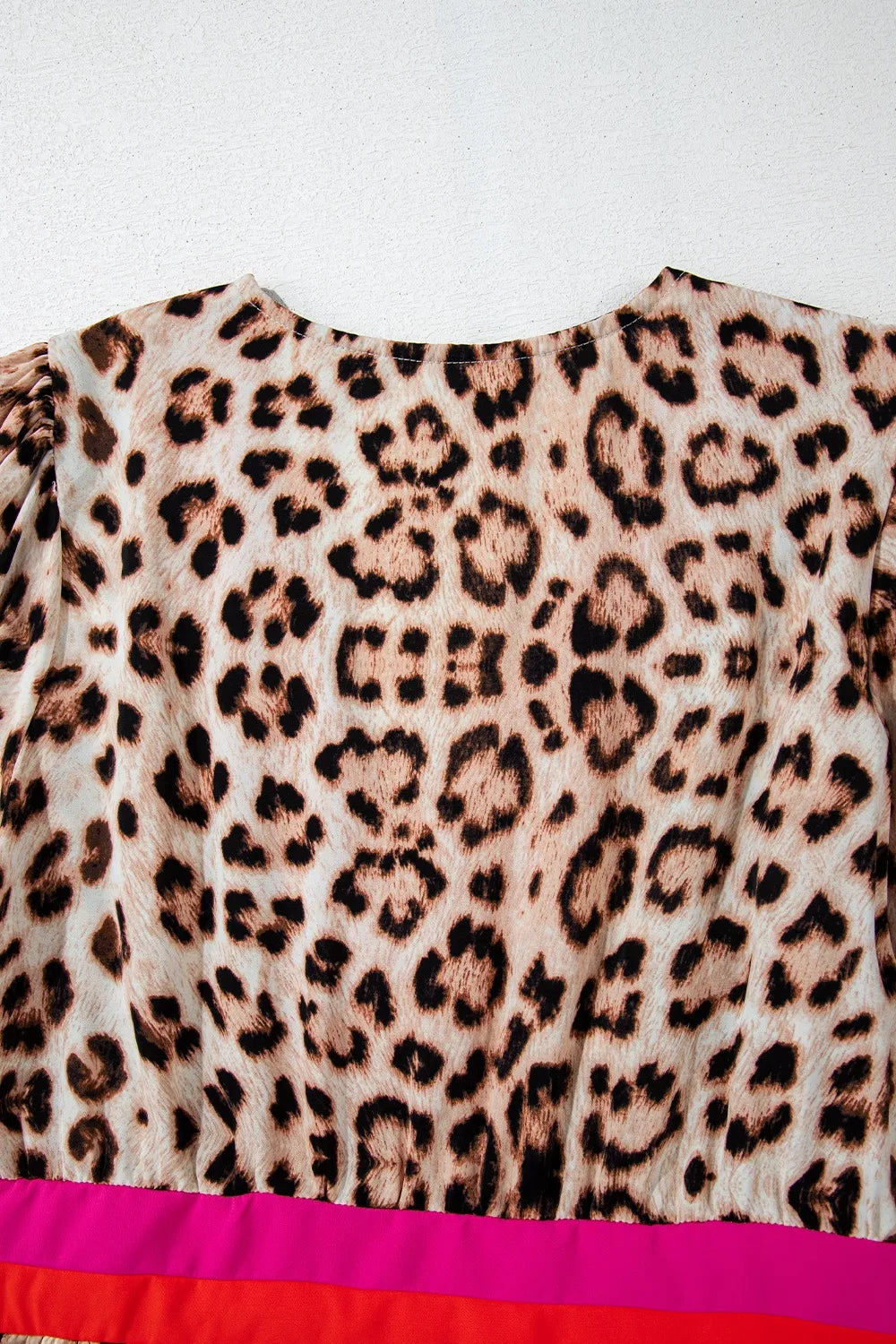 Leopard Print V-Neck Blouse with Contrast Trim OutfitFlow