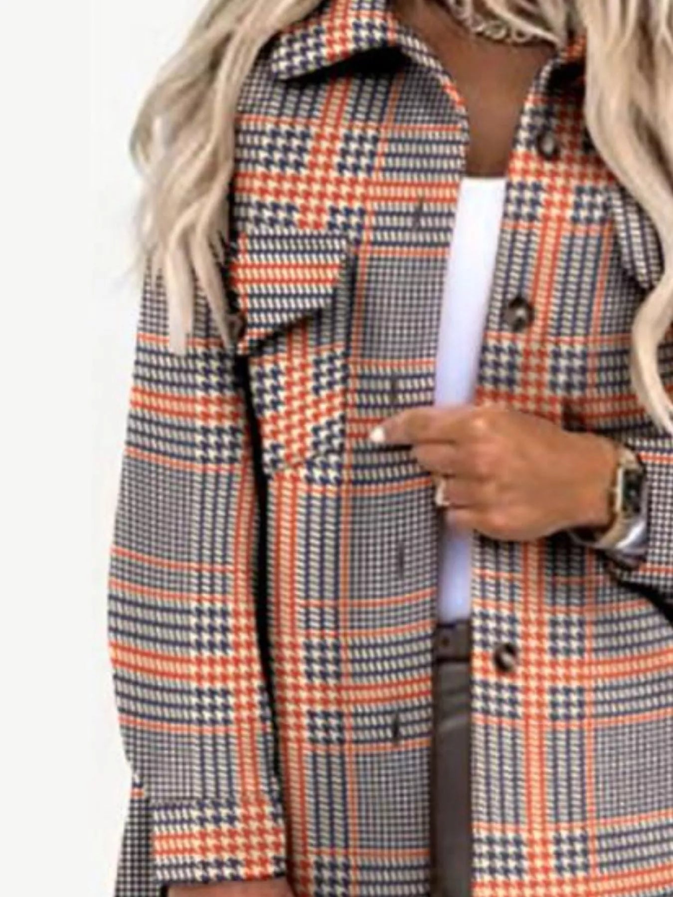 Button Up Long Sleeve Plaid Outerwear Trendsi