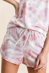 BiBi Tie Dye Print Terry Shorts With Side Pockets OutfitFlow