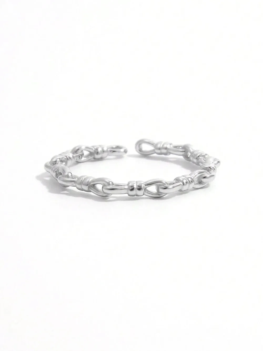 925 Sterling Silver Knot Shape Open Ring Silver OutfitFlow