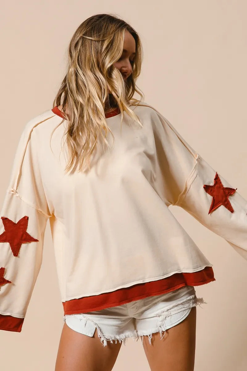 BiBi French Terry Top With Patch Detail Sweatshirt Trendsi