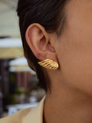 18K Gold-Plated Angel Wing Stud Earrings Gold One Size OutfitFlow