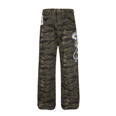 Men's Snake Camouflage Loose Fit Pants Army Green OutfitFlow