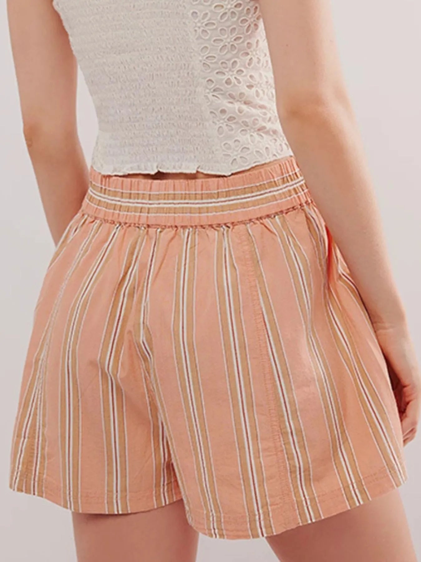 Striped High-Waist Linen Blend Summer Shorts OutfitFlow