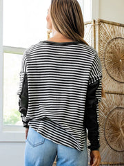 Striped Drop Shoulder Casual Top OutfitFlow