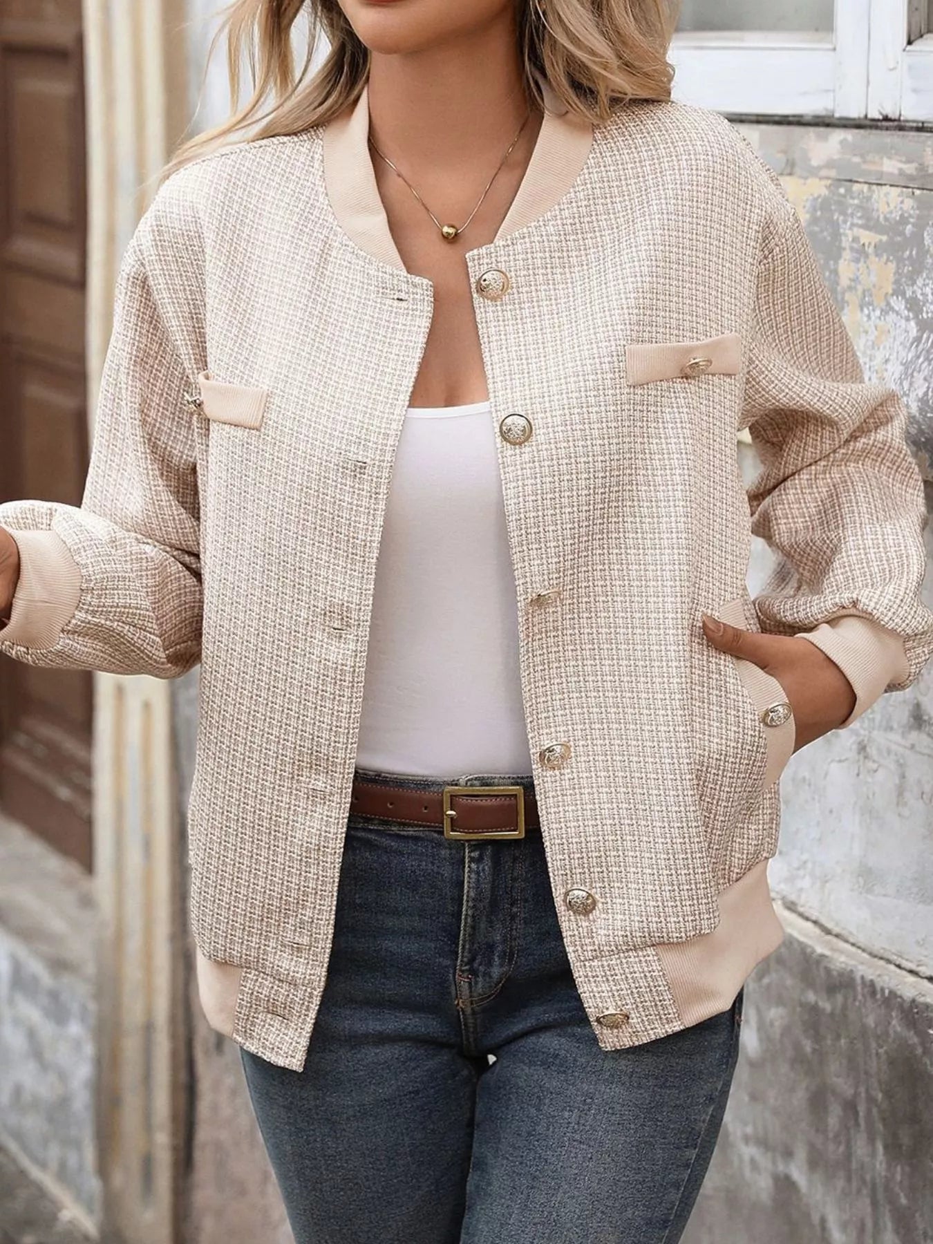 Button Up Long Sleeve Jacket Trendsi
