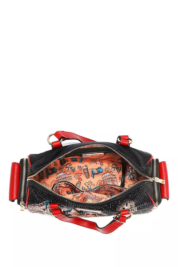 Nicole Lee USA Martha Travels Italy Wide Handbag with Rhinestones Trendsi