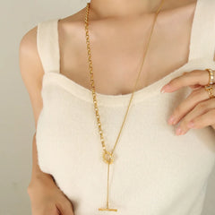 Titanium Steel Chain Necklace Gold One Size OutfitFlow