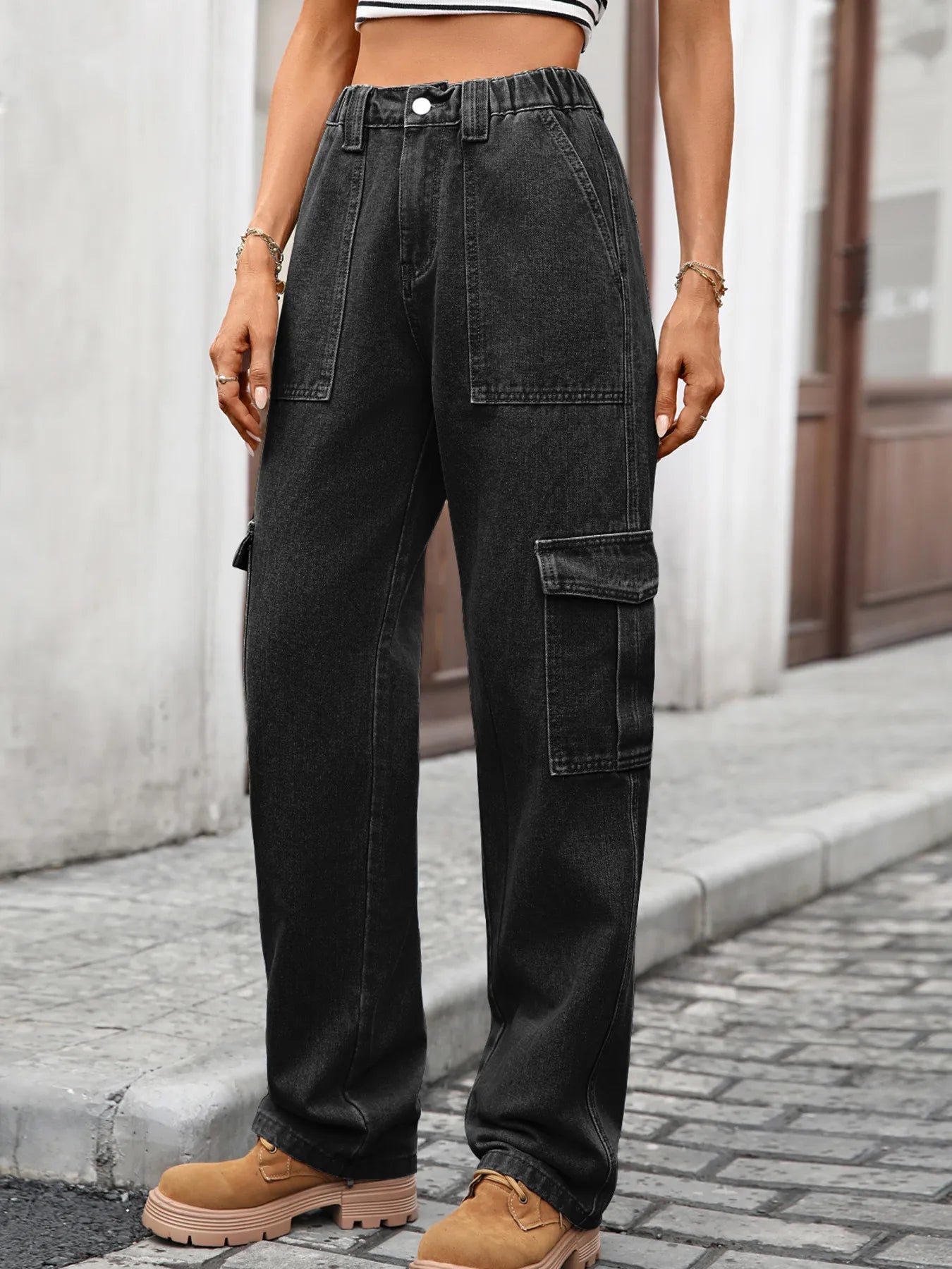High-Waisted Cargo Jeans OutfitFlow