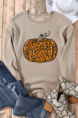 Pumpkin Round Neck Long Sleeve Sweatshirt OutfitFlow