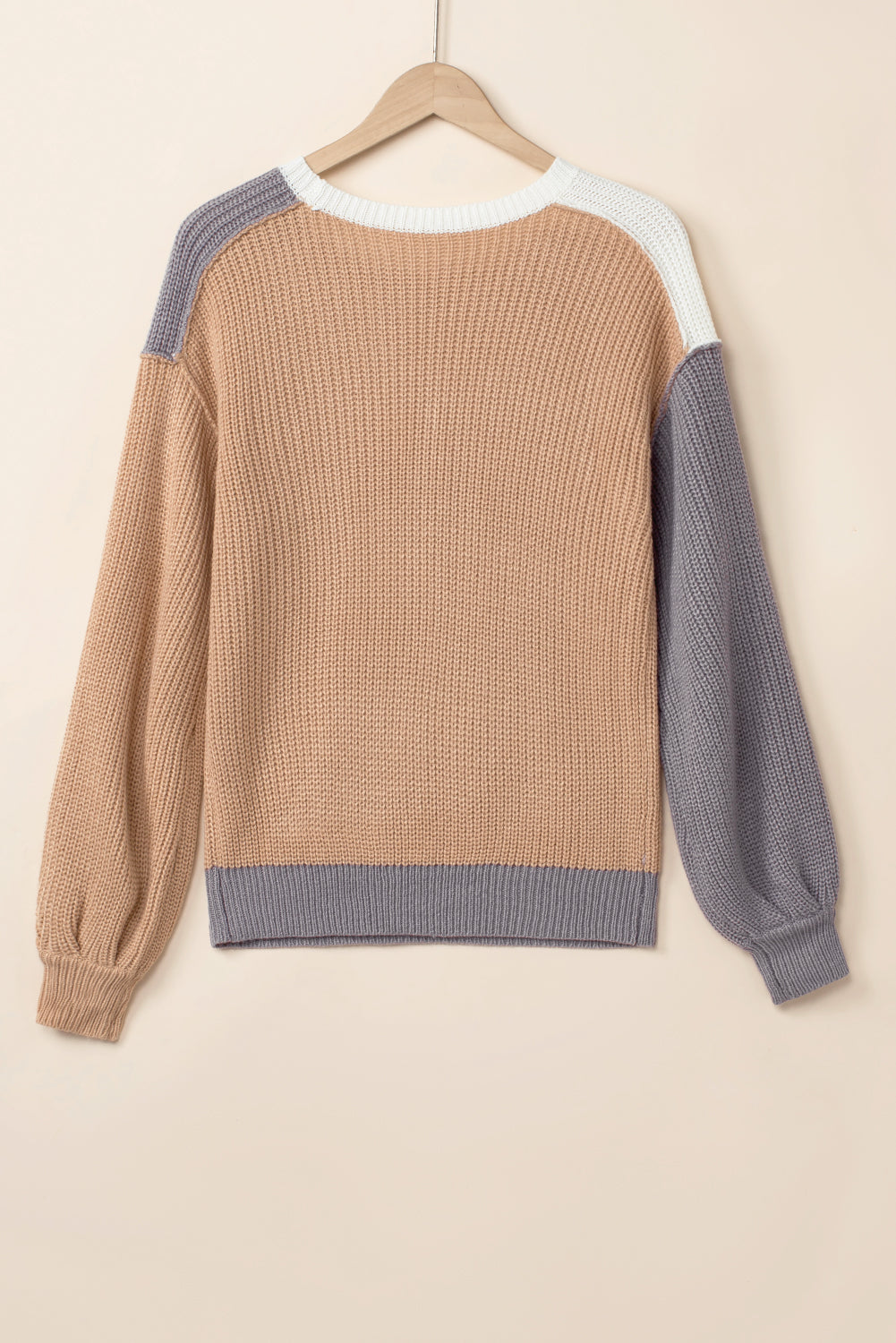 Outfit Flow - Color Block Round Neck Drop Shoulder Sweater