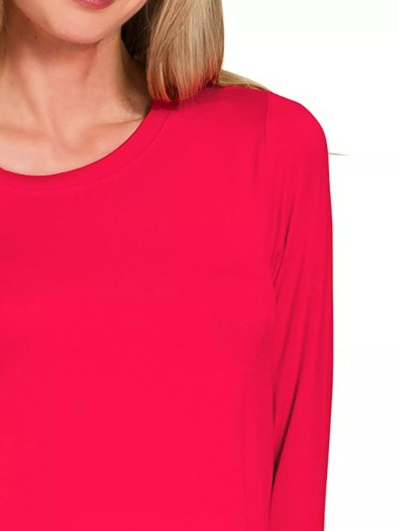 Zenana Flowy Round Hem Rayon Long Sleeve Top Trendsi