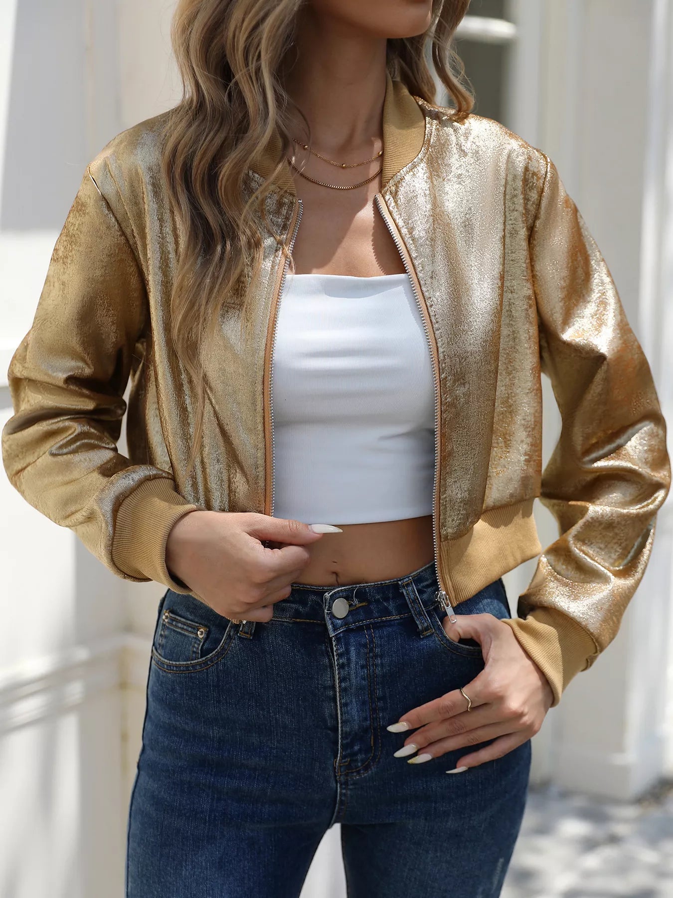 Zip Up Cropped Jacket OutfitFlow