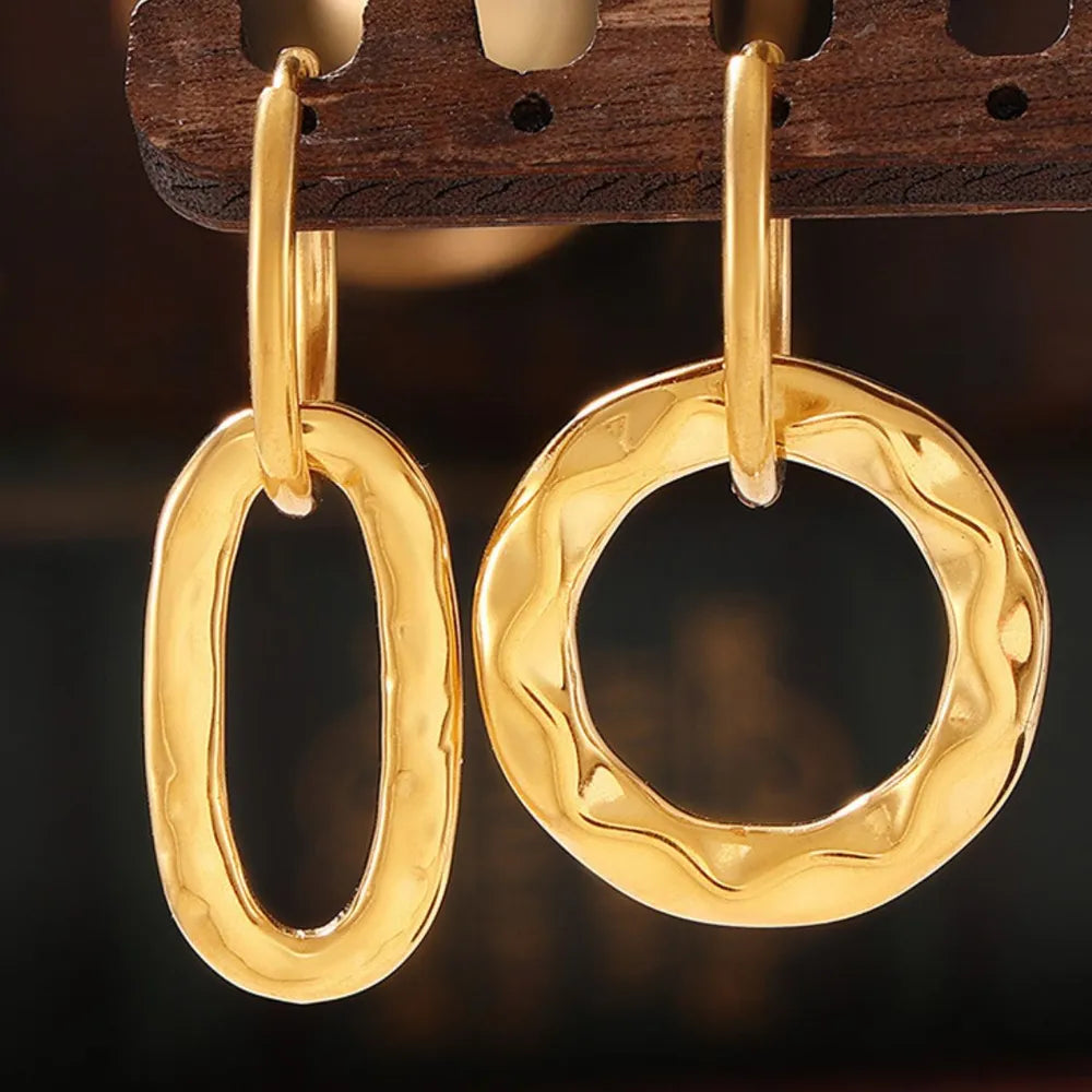 18K Gold-Plated Titanium Steel Annulus Earrings OutfitFlow
