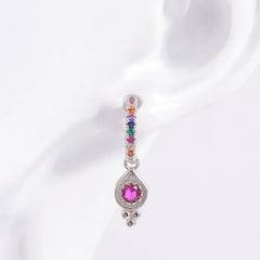 925 Sterling Silver Inlaid Zircon Earrings Silver One Size OutfitFlow