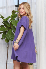 ADORA Tiered Notched Short Sleeve Dress OutfitFlow
