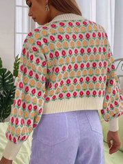 Floral Button Up Long Sleeve Cardigan OutfitFlow
