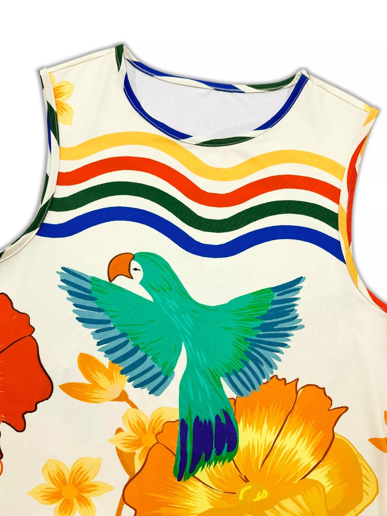 Plus Size Tropical Parrot Print Sleeveless Midi Dress Trendsi