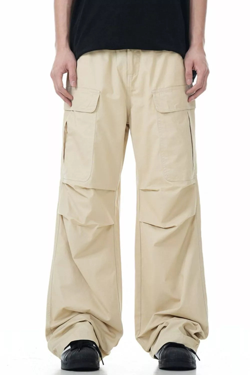 Men's Loose Fit Multi-Pocket Cargo Pants Khaki Trendsi