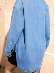 Slit Button Up Denim Shirt OutfitFlow