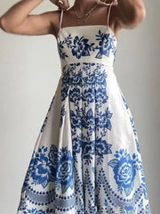 Printed Spaghetti Strap Maxi Dress OutfitFlow