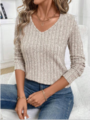 Outfit Flow - Lace Detail V-Neck Long Sleeve T-Shirt