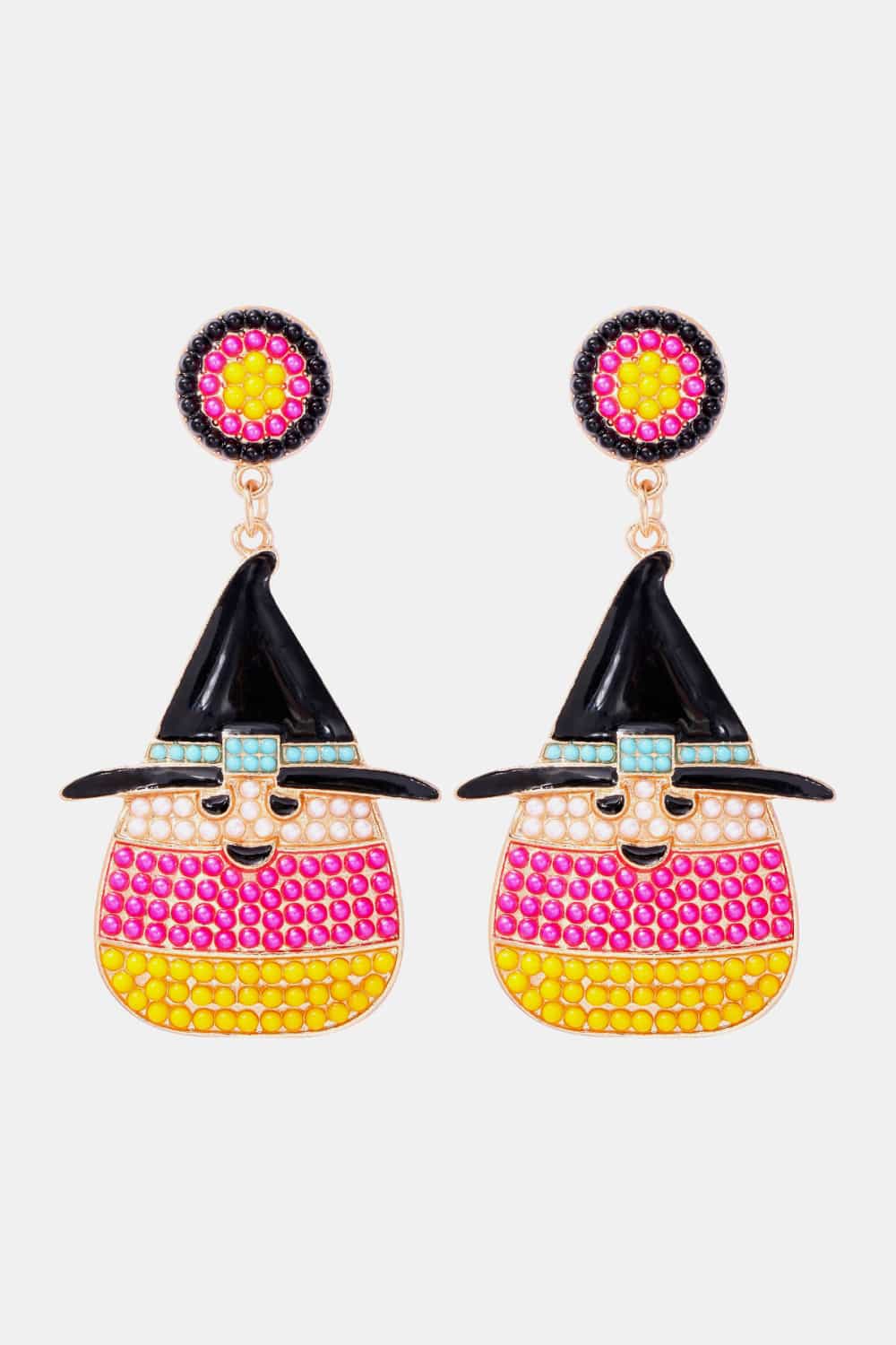 Witch's Hat Shape Synthetic Pearl Dangle Earrings Hot Pink One Size OutfitFlow