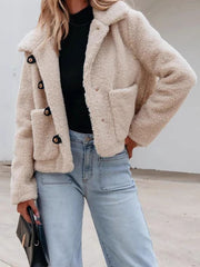 Outfit Flow - Snap Down Long Sleeve Fuzzy Jacket