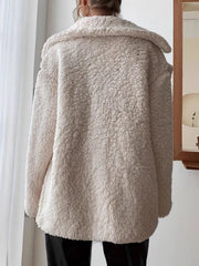 Fuzzy Open Front Long Sleeve Coat Trendsi