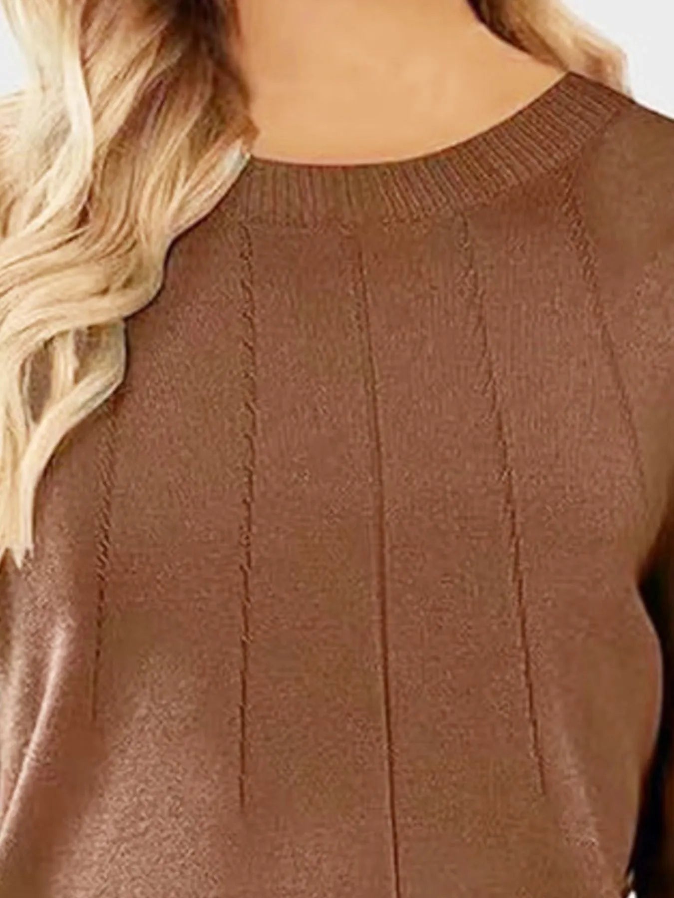 Ribbed Hem Long Sleeve Sweater OutfitFlow