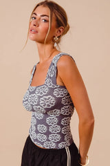 SO ME Two Tone Floral Seamless Tank Top OutfitFlow