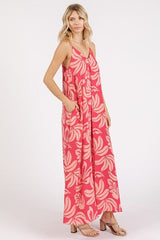 Mittoshop Printed V-Neck Maxi Cami Dress with Pockets OutfitFlow