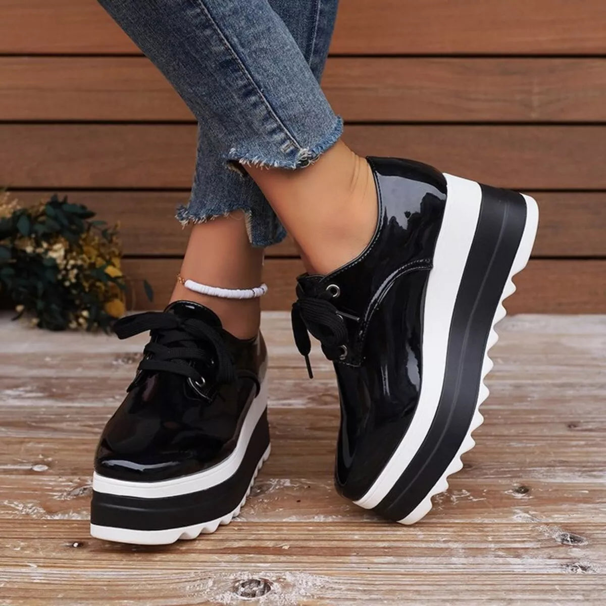 Lace Up Platform Sneakers Trendsi