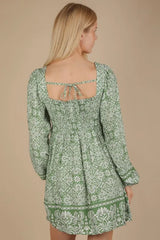 VERY J Printed Smocked Chest Boho Mini Dress OutfitFlow
