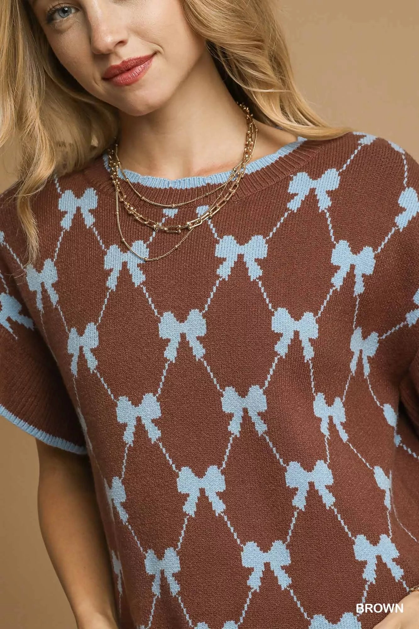 Umgee Bow Knit Ruffle Sleeve Sweater OutfitFlow