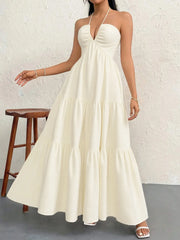 Halter Neck Tiered Maxi Dress OutfitFlow
