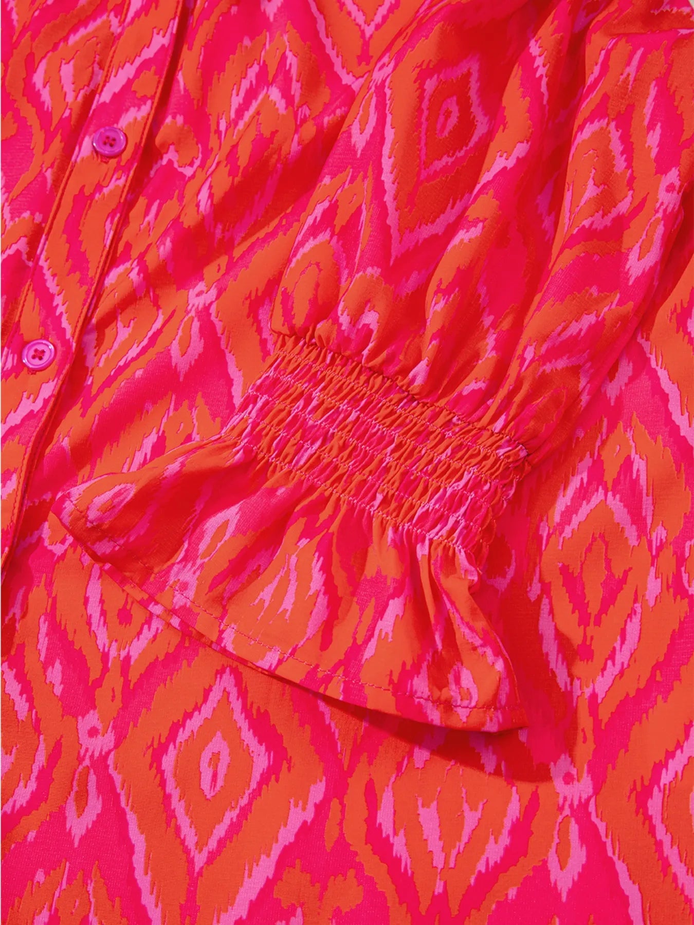 Diamond Print Flounce Sleeve Shirt OutfitFlow