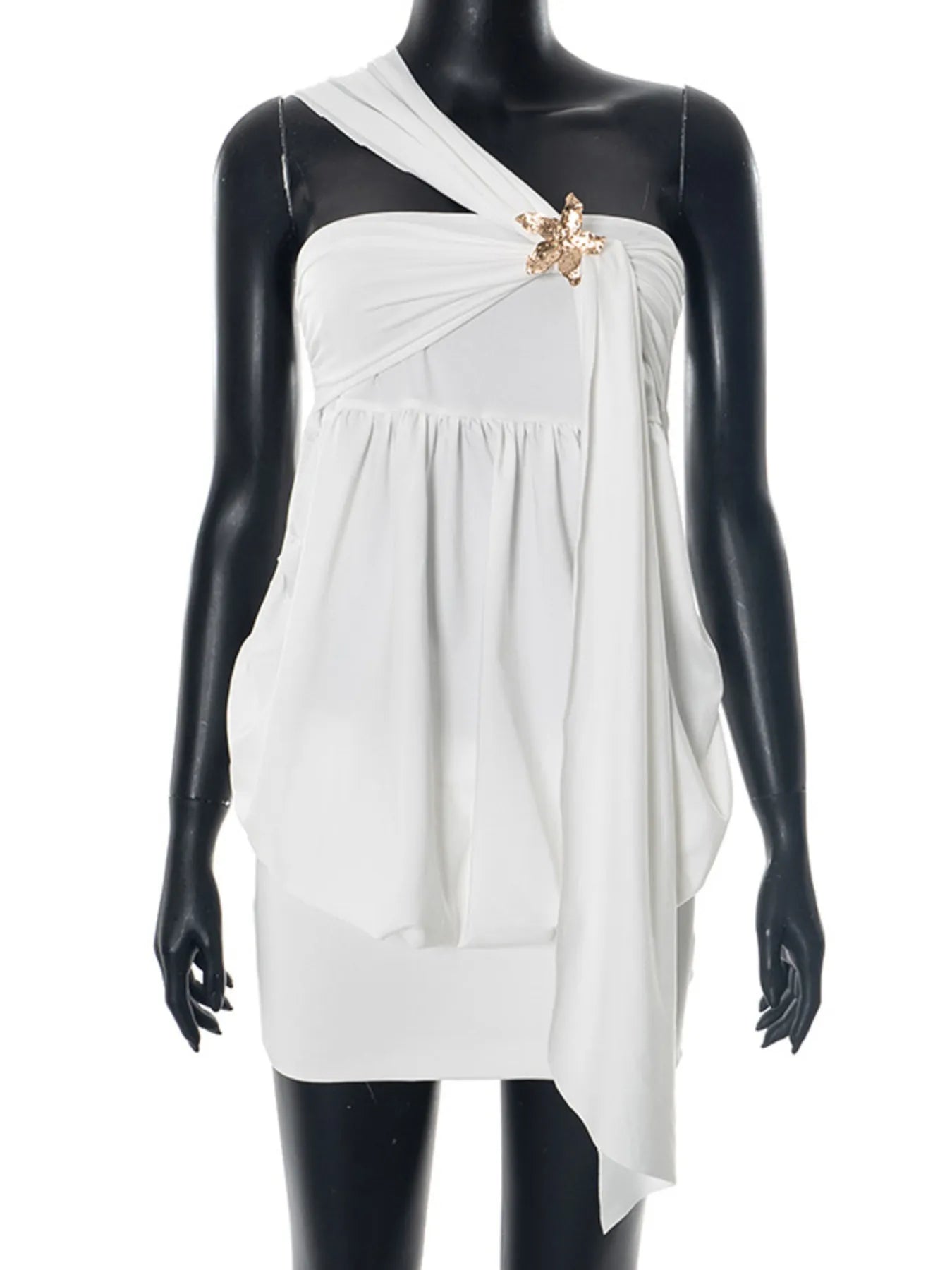 Ruched One-Shoulder Mini Dress OutfitFlow