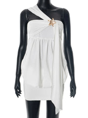 Ruched One-Shoulder Mini Dress OutfitFlow