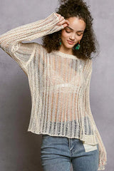 POL Openwork Round Neck Knit Cover Up OutfitFlow
