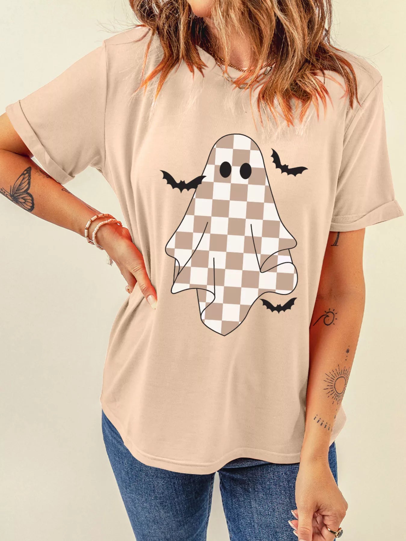 Ghost Bat Halloween Holiday Graphic Tee OutfitFlow