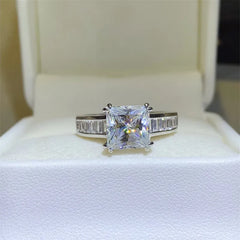 3 Carat Moissanite 925 Sterling Silver Square Shape Ring OutfitFlow