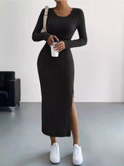 Full Size Ribbed Knit Bodycon Midi Dress Plus Size OutfitFlow