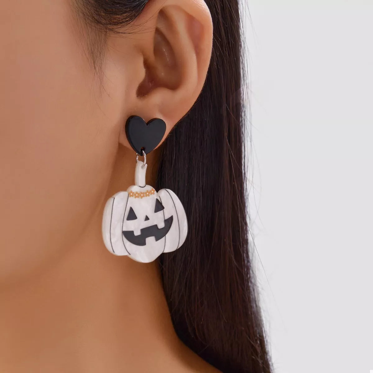 Halloween Pumpkin Heart Drop Earrings OutfitFlow