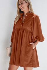 Corduroy Quarter Snap Three-Quarter Sleeve Dress OutfitFlow