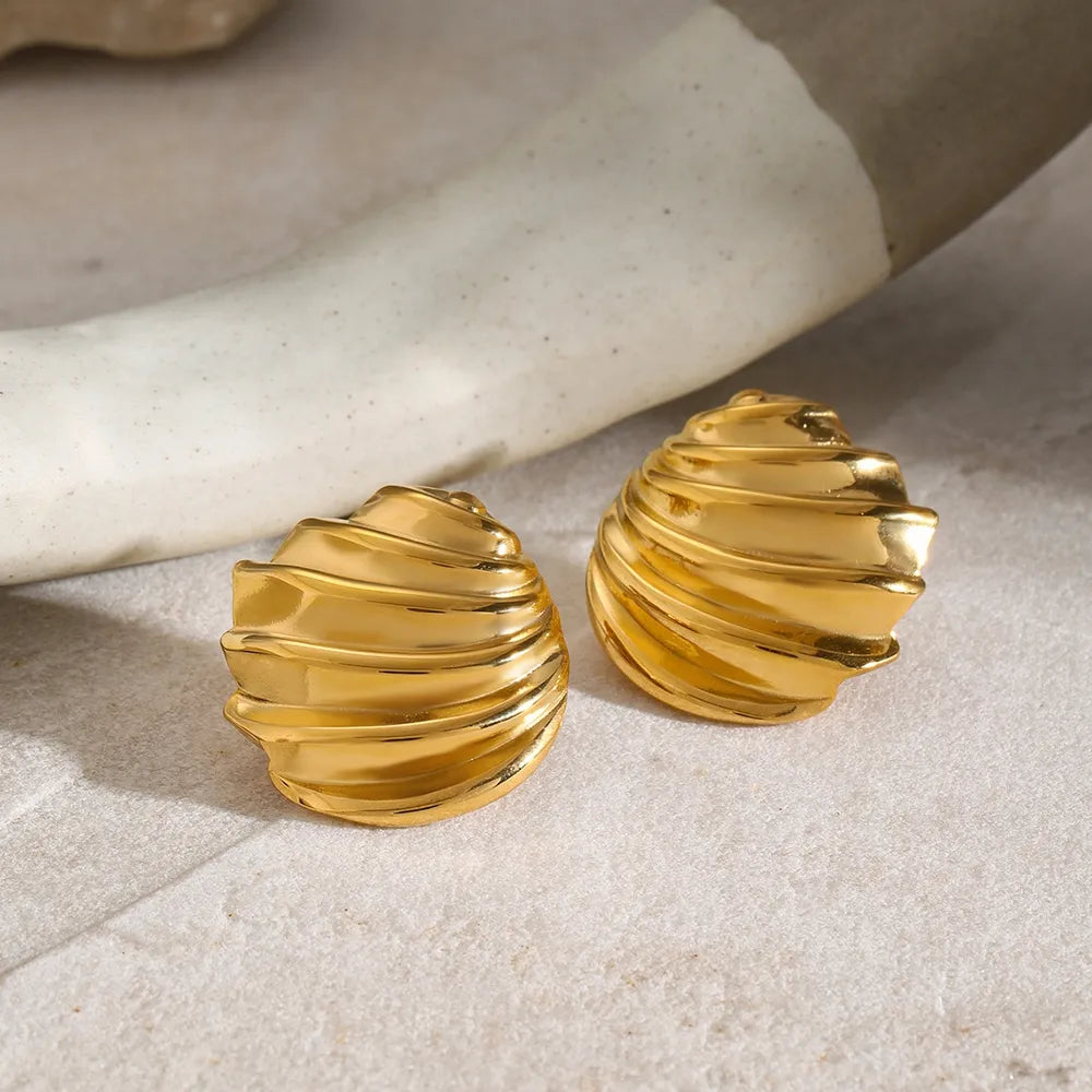 Stainless Steel Shell Shape Stud Earrings OutfitFlow